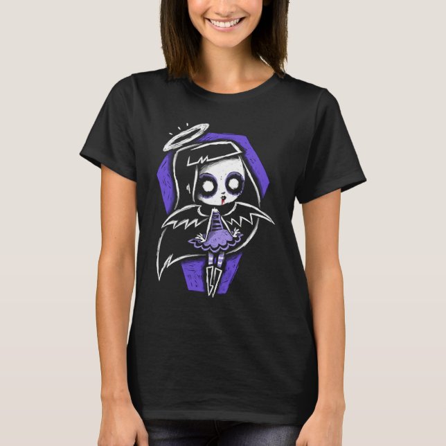 Emo Girl  Skull Emo Goth Music Teens T Shirt (Framsida)