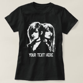 Emo Girl Stencil Anpassningsbar Text Quote Graffit T Shirt