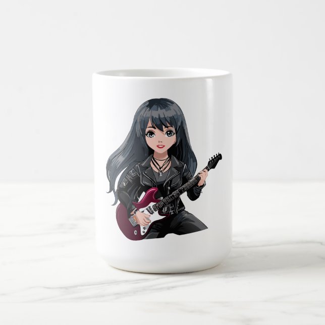 Emo girl with long black hair kaffemugg (Center)