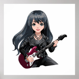 Emo girl with long black hair poster