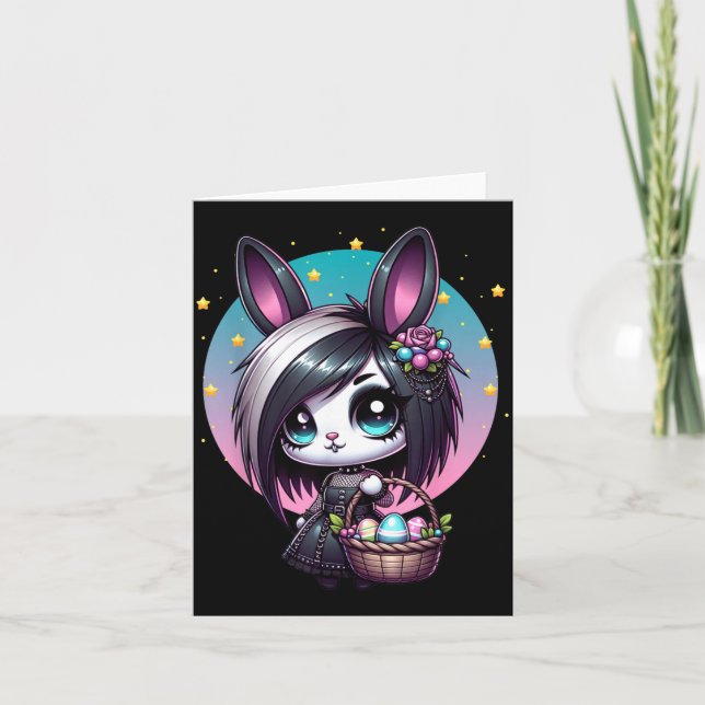 Emo Goth Tjej Scen Påskharen Kort (Framsida)