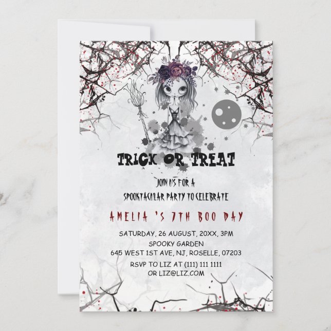 Emo Gothic Cute Girl Birthday Inbjudningar (Framsida)