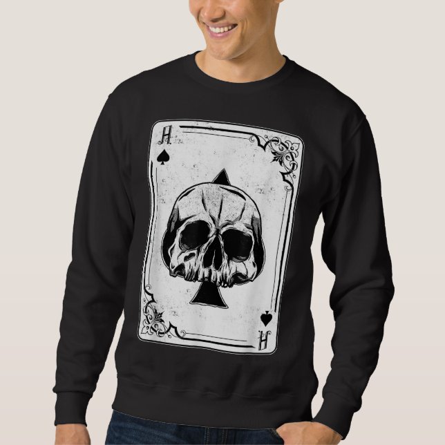 Emo gotiic and Punk Ace of Spades Poker Game Lång Ärmad Tröja (Framsida)