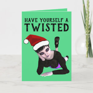 EMO GOTISK Flicka, Vridna JULKORT Kort