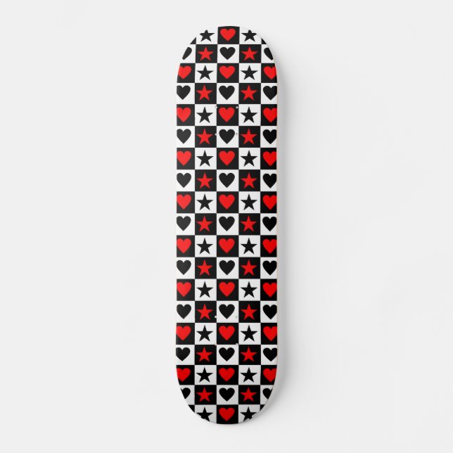 Emo Hearts & Stars Skateboard Deck (Framsida)