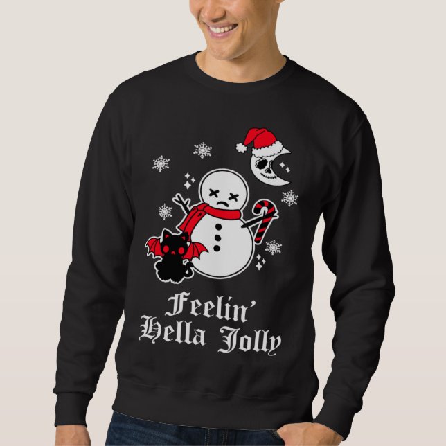 Emo jul Goth Sarcasticstisk meme skräck gotisk Sn Lång Ärmad Tröja (Framsida)