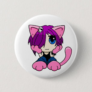 Emo kattflicka knapp