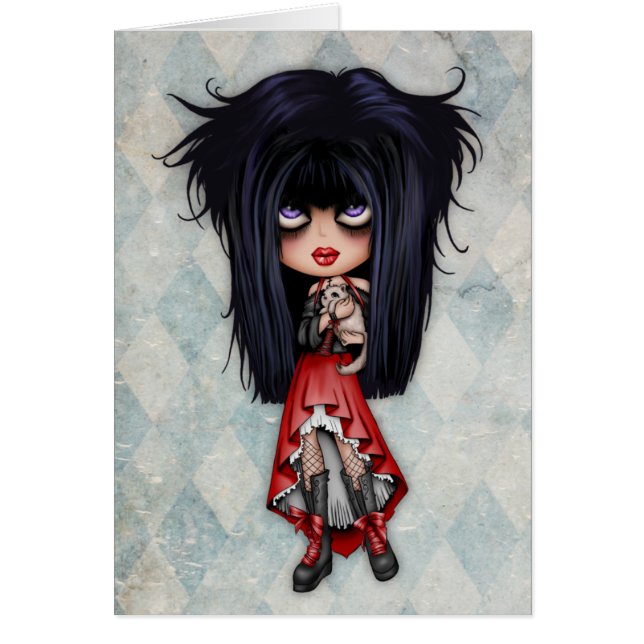 Emo kattungekort hälsningskort (Framsidan)