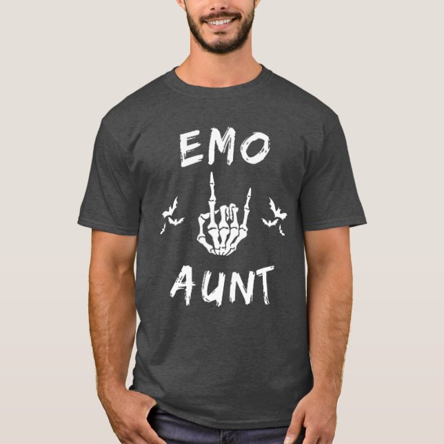 Emo Moster coola Emo auntie Goth Punk skeleton han T Shirt (Framsida)