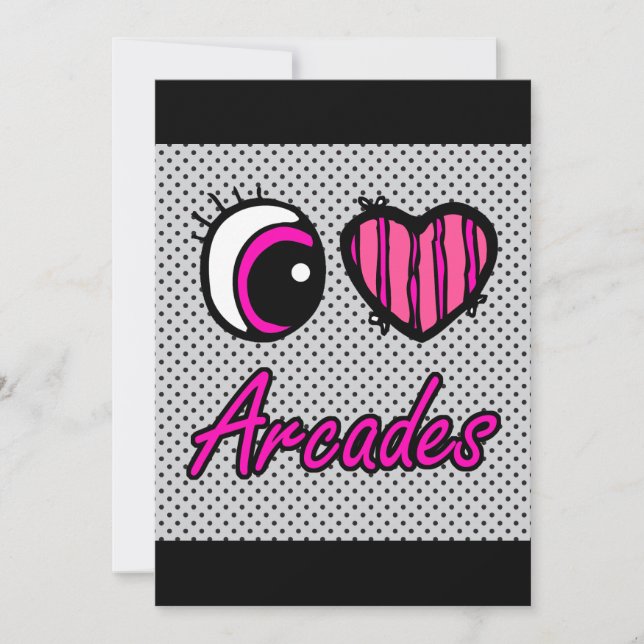 Emo Öga Heart I Kärlek Arcades Inbjudningar (Framsida)