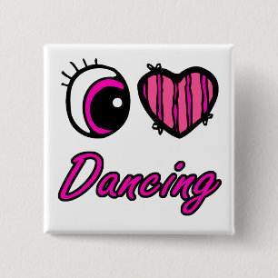 Emo Öga Heart I Kärlek Dancing Knapp
