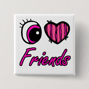 Emo Öga Heart I Kärlek Friends Knapp