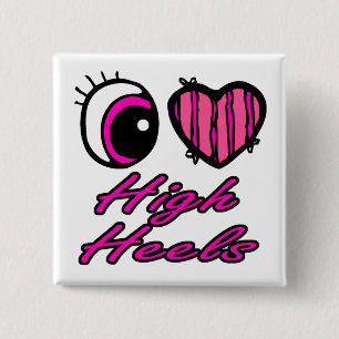 Emo Öga Heart I Kärlek Högklackar Knapp
