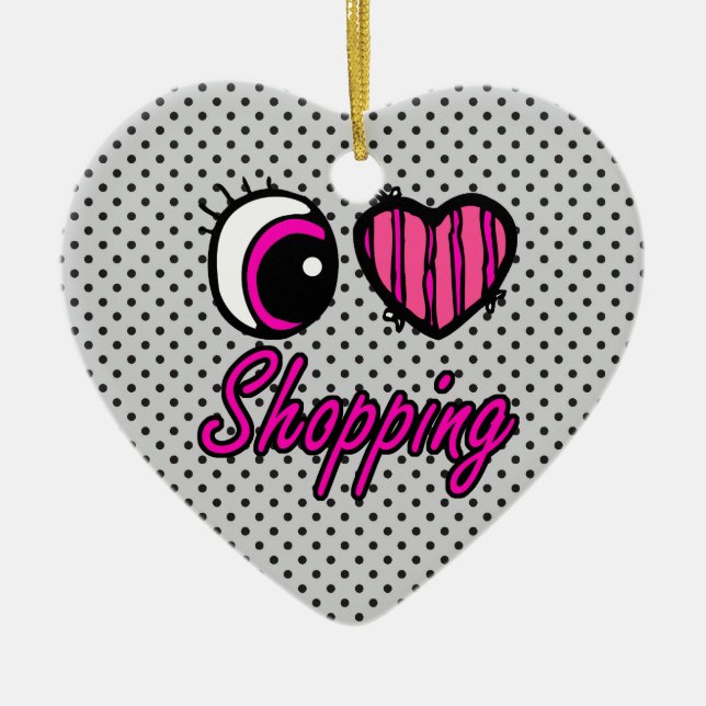 Emo Öga Heart I Kärlek Shopping Julgransprydnad Keramik (Framsidan)