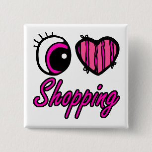 Emo Öga Heart I Kärlek Shopping Knapp