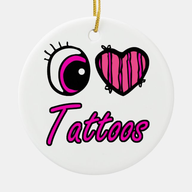 Emo Öga Heart I Kärlek Tattoos Julgransprydnad Keramik (Framsidan)