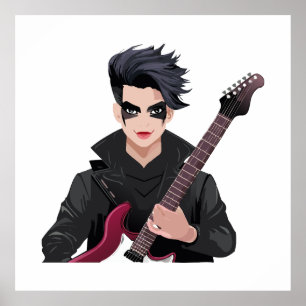 Emo-pojke med svart hår poster