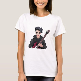 Emo-pojke med svart hår t shirt