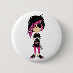 Emo Punk flickaemblem Knapp
