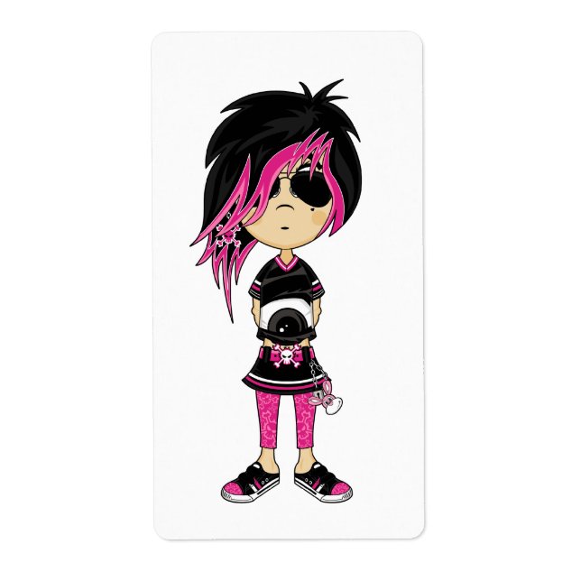 Emo Punk Girl Sticker-etikett Fraktsedel (Framsidan)