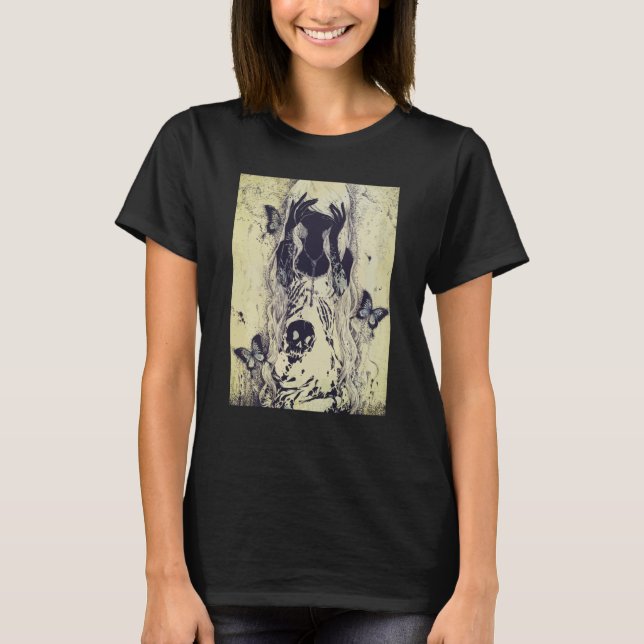 Emo punk graphic womens summer graphic skull butte t shirt (Framsida)