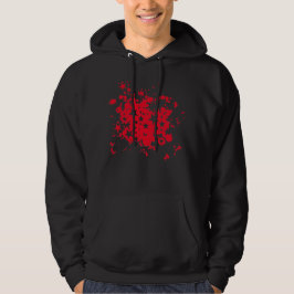 Emo Red Star Paint Splatter Sweatshirt Med Luva