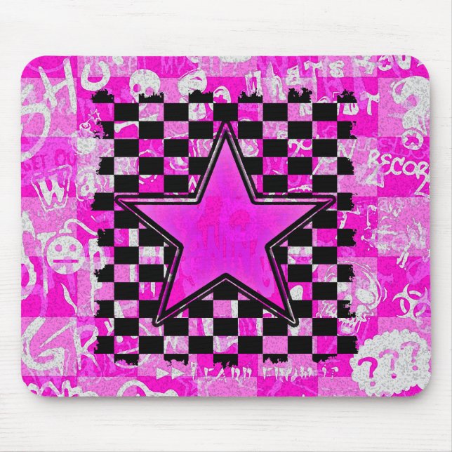 Emo Rosa Graffiti Star Checkerss Musmatta (Framsidan)