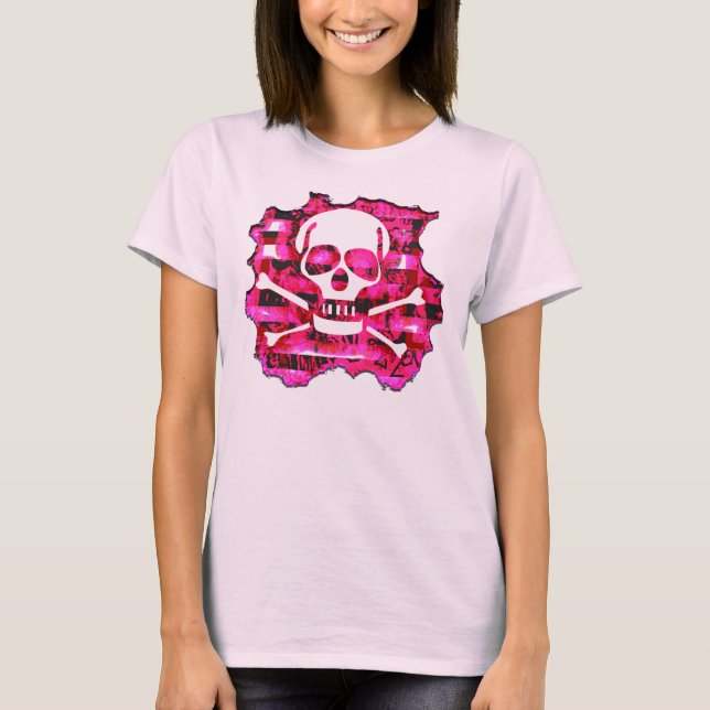 Emo Rosa Skull & ben T-shirt (Framsida)