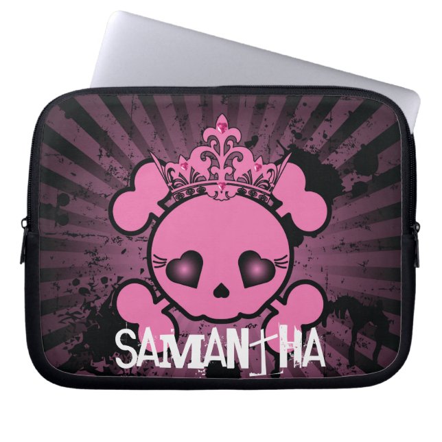EMO Rosa Skull Crossbone Bärbar dator Skyddad Fodr Laptop Sleeve (Framsidan)