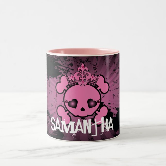 EMO Rosa Skull Crossbone Girly Coffee Mugg Kopp (Center)
