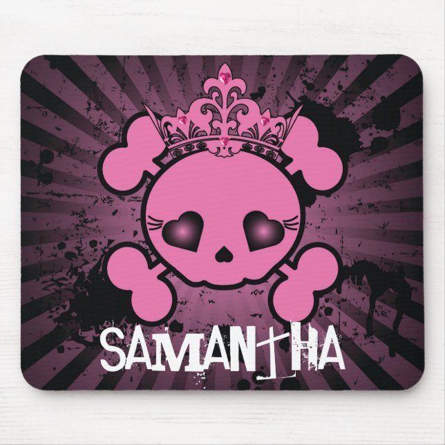EMO Rosa Skull Crossbone Personlig Mousepad Musmatta (Framsidan)