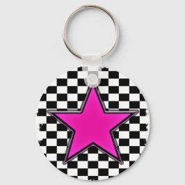 Emo Rosa Star-Checkers Nyckelring