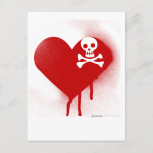 Emo Skull Heart Anti Valentines day - Sten Grunge Helg Vykort