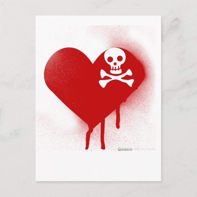 Emo Skull Heart Anti Valentines day - Sten Grunge Helg Vykort (Framsida)