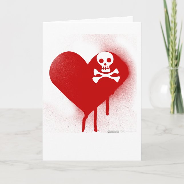 Emo Skull Heart Anti Valentines day - Sten Grunge Helgkort (Framsida)