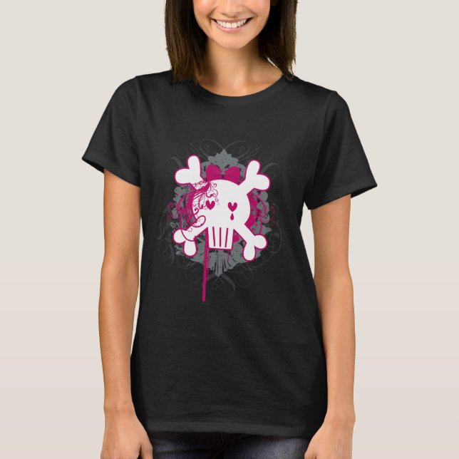 Emo SkullGirl Tee Shirt (Framsida)
