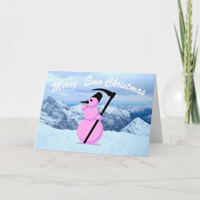 EMO Snögubbe med ett klisthälsningskort Helgkort (Framsida)