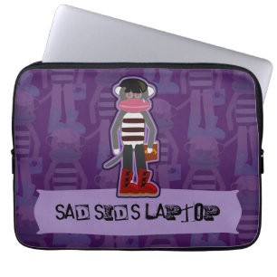 Emo Sock monkey Lila  Funny Tecknad Art Laptop Sleeve
