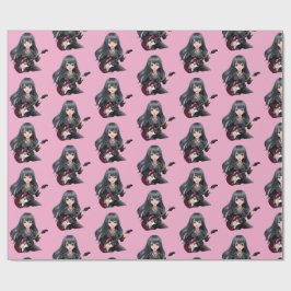 Emo-tjej med långt svart hår presentpapper