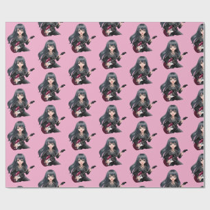 Emo-tjej med långt svart hår presentpapper