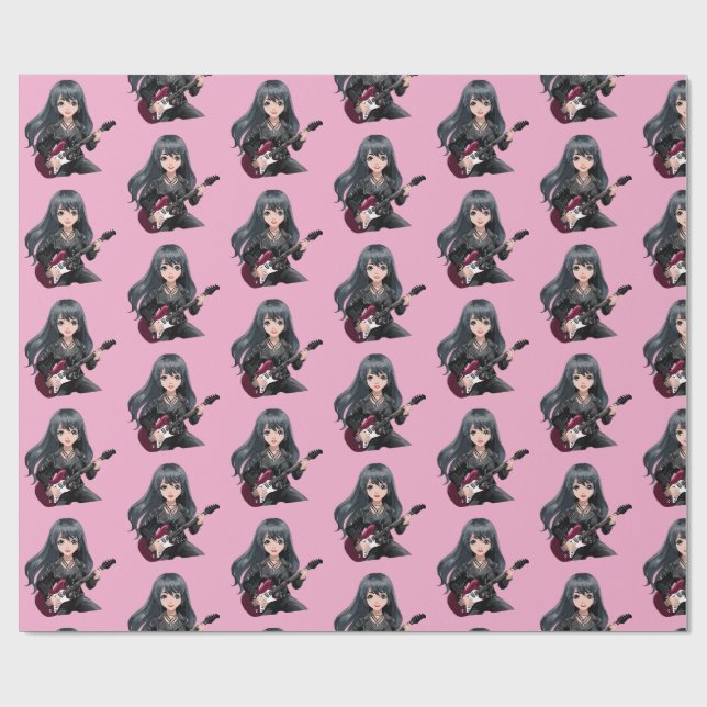 Emo-tjej med långt svart hår presentpapper (Platt)