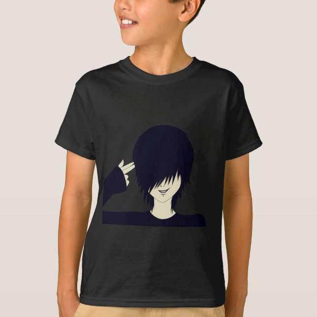 Emo unge med fingervapnet tee shirt (Framsida)