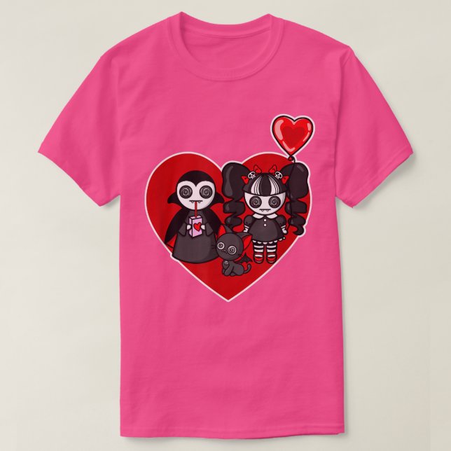 Emo Valentines dag Goth Valentine Kawaii Vampire T Shirt (Design framsida)