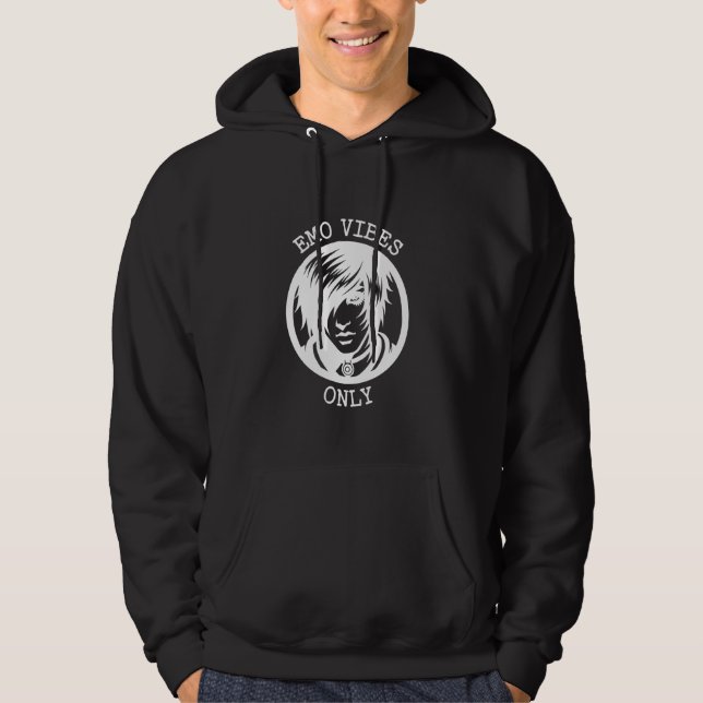 Emo Vibes Endast grafik Art Black Hoodie (Framsida)