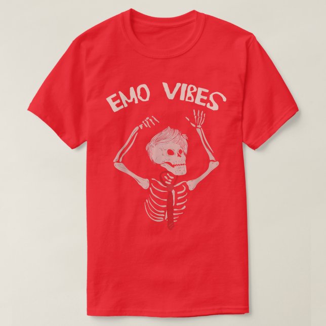 Emo vibes, funny goth skeleton red tie for elder g t shirt (Design framsida)