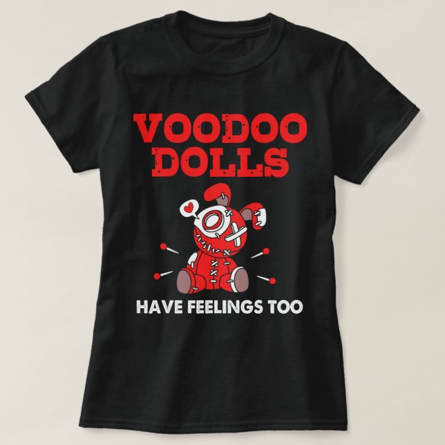 Emo Voodoo Dolls har känslor för Halloween Gothi T Shirt (Design framsida)