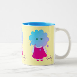 Emocional Azul Estilizado Chuva Personagem Cloudy Två-Tonad Mugg