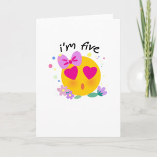 Emoji 5th Birthday Kids for Girls Funny Party Kort