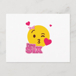 Emoji 6e Birthday Kids for Girls Funny Party Inbjudan Vykort