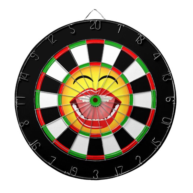 Emoji Ansikte Funny Dartboard Grönt Red Black Gult Darttavla (Framsidan)